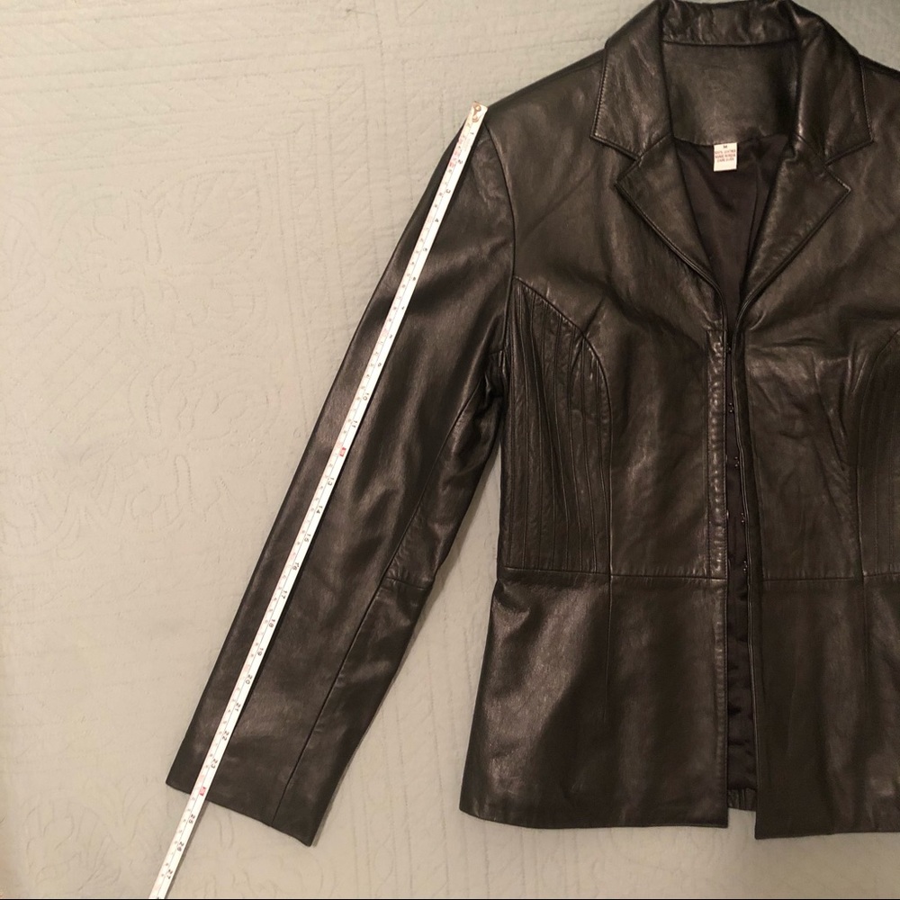 Black Leather Blazer 100% Genuine Leather Size M - Picture 10 of 11